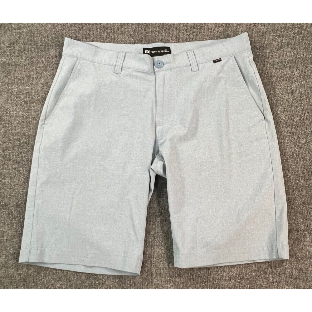 Travis Mathew Golf Shorts Mens 34 Blue Solid Flat Front